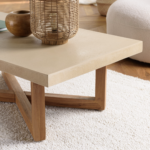 DAK - Salontafel Rectangulaire 120x70cm | Beton en Teak Hout Beige - Afbeelding 3