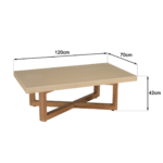 DAK - Salontafel Rectangulaire 120x70cm | Beton en Teak Hout Beige - Afbeelding 7